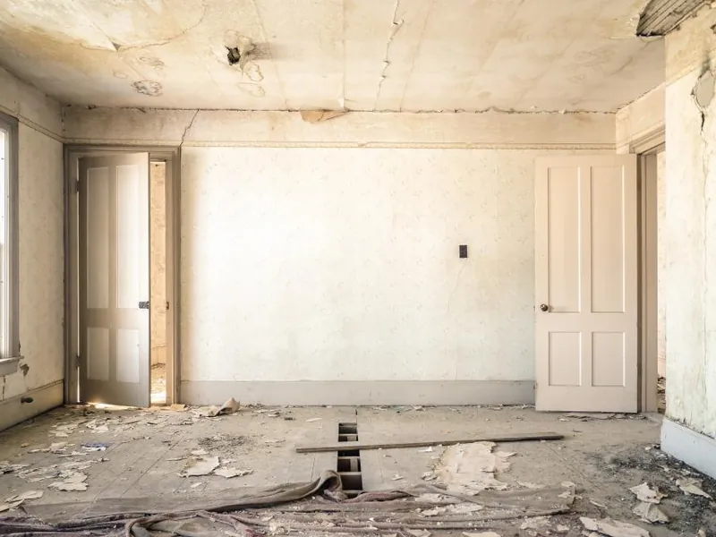 Room stripped back mid-renovation