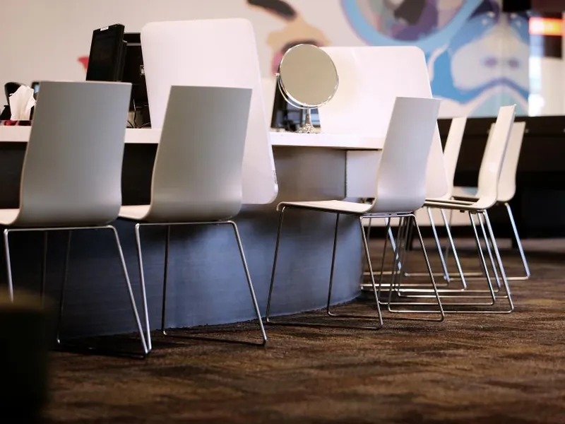 Empty modern salon with styling chairs