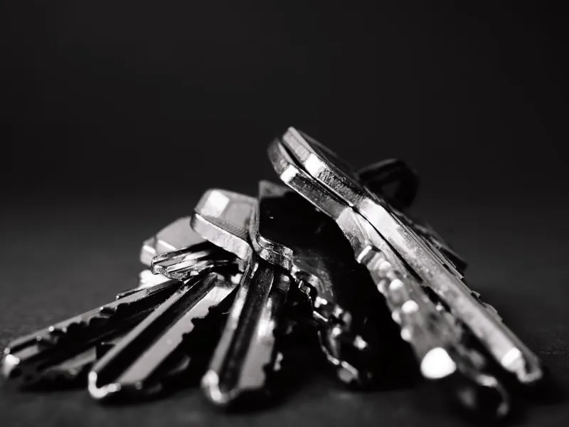 Bunch of keys on a dark surface